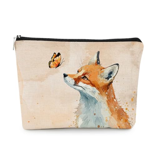 EXUQO Fox Makeup Bag,Fox Gifts Bags for Women,Foxes Lovers Gifts,Cute Foxes Small Cosmetic Bag,Birthday Gifts for Mother Friend Sister Coworker