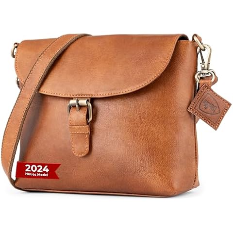 BERLINER BAGS Vintage Genuine Leather Shoulder Bag Catalina, Handbag, Small Crossbody Purse for Women - Brown Cover
