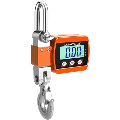 Heavy Duty Portable Digital Crane Scale, 500Kg/300Kg LCD Backlight Hanging Scale, Unit Change & Zero Function for Construction, Travel, Fishing & Industrial Use