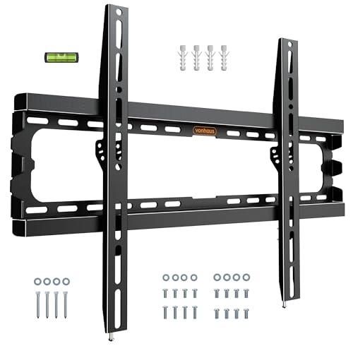 VonHaus TV Wall Bracket for 37-85 Screens Ultra-Slim TV Bracket with Spirit Level Flat to Wall Mount 70kg Capacity Max VESA : 600x400mm