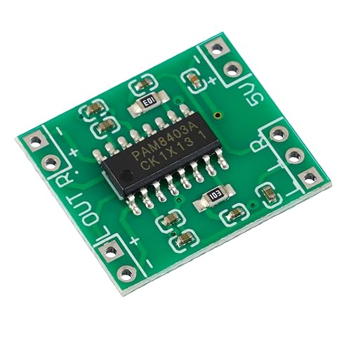 "PAM8403 Mini Audio Amplifier Module | 2x3W Dual Channel Stereo Output | 5V Power Supply | Class D Digital Amplifier Board for DIY Speaker, Arduino, Raspberry Pi Projects"