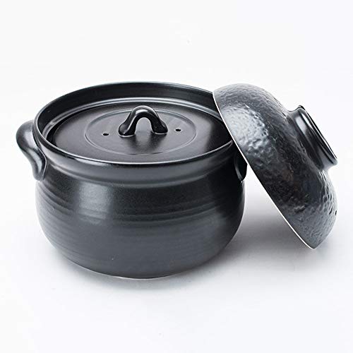 ZZFF Céramique Casserole,Donabe Donabe Pierre,Pot De Terre,Pot d'argile,Pot De Soupe Stockpot avec Couvercle,Chaleur-résistant Ustensiles De Cuisine Sains pour Une Cuisson Lente Noir 4l