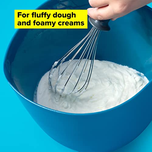 Tasty Everyday Stainless Steel Whisk with Soft-Touch Handle, Multifunctional Balloon Whisk for Stirring and Whipping Ingredients, Kitchen Whisk Stirrer, 26x5.5cm Colours: Dark Blue, Grey, Silver - Image 6