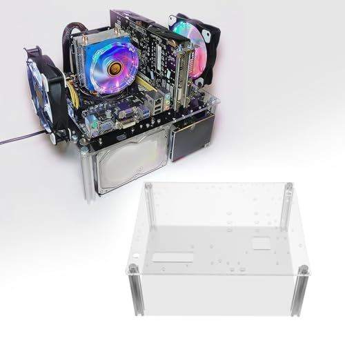 Soporte para gabinete de computadora Open Air con base resistente, chasis transparente DIY compatible con placas base ITX y Micro ATX, diseño compacto para juegos y sistemas de prueba miniatura 6