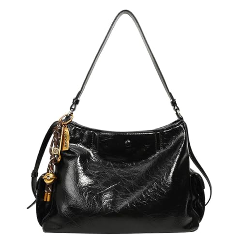 Ocuuer Women Bolsa de axila casual con bolso de hombro vintage colgante PU cuero de cuero versátil bolso de puta de trabajo de trabajo de trabajo (negro)