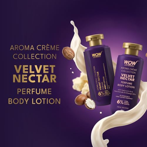 Image of WOW Skin Science Velvet Nectar Perfume Body Lotion | 6% Hydra Barrier Complex | Hyaluronic Acid, Niacinamide & Ashwagandha | Allergen-Screened Perfume Blend | 2X Hydration & Long-Lasting Scent | 200 ml