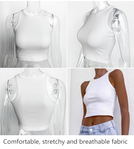 95% Cotton Crop Ribbed Racerback Tank Tops for Women Casual Summer Basic Cropped Tank Top Y2k Tops2