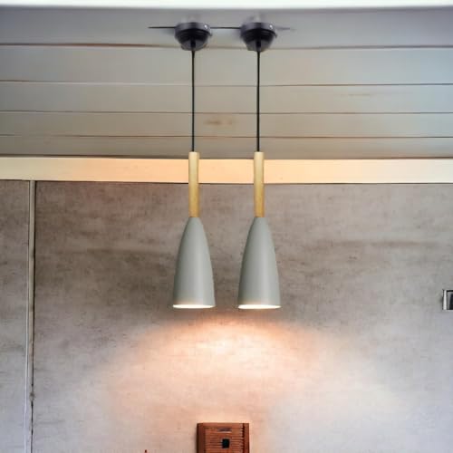 Image of GreyWings Modern Cone Grey Aluminium Hanging Pendant Light Cord, Antique Decor,Bulb not Included, Pack of 4