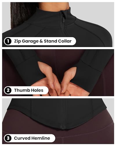 Image of AVGO Women's Workout Jacket Lightweight Zip Up Cropped Yoga Jackets Slim Fit Athletic Tops with Thumb Holes