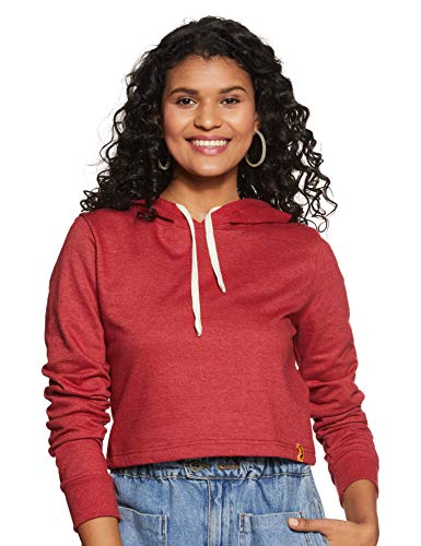 Campus Sutra Women Maroon Crop Hoodie(AW16_HCR_W_PLN_MA_L)