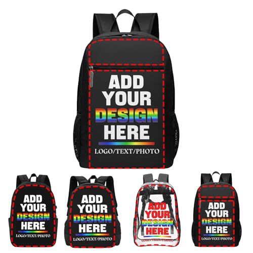 Custom Backpack for Mens Womens Personalized Backpacks with Photo Text Customize Casual Laptop Hiking Backpack for Travel Camping Work 17in
