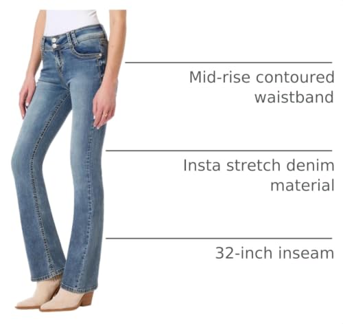Image of WallFlower Luscious Curvy Bootcut Jeans for Women, Mid-Rise Insta Stretch Denim, Size-Inclusive Juniors Jeans