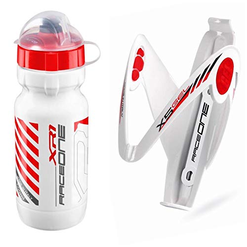 Raceone Kit Race X5G (2 PCS): Portaborraccia X5 Gel + Borraccia XR1 Ideale per Bici Race/MTB/Gravel/Trekking Bike. 100% Made in Italy. Colore: Bianco/Rosso