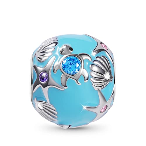 Image of GNOCE Ocean World Cute Animal Charm Beads,925 Sterling Silver Dangle Charms Fit Bracelets & Necklace, Hand-Finished Keepsake Travel Jewelry Gift for Women Men BBF