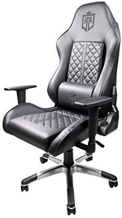 Immersive Gaming Chair, Vibrating Computer and Console Chair, Racing Style High-Back with Lumber Support and Headrest (Black on Black)