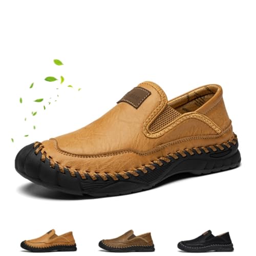 The First Young Shoes Men, Men's Handmade Leather Orthopedic Outdoor Loafers, Comfortable Casual Leather Slip On Moccasins