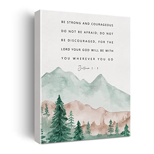 Bible Verse Canvas Print Decor Be Strong and Courageous Wall