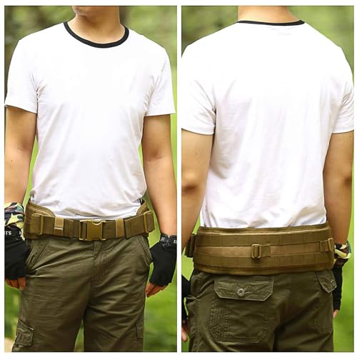 HUNTVP Taktischer Gürtel Verstellbar Molle Gürtel Militär Koppel Nylon Tactical Belt Wasserdicht Schnellverschluss Armee für Polizei Security Sicherheit Wandern Bergsteigen Outdoor - Braun