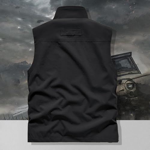 Mens Sleeveless Vest Outerwear Summer Outdoors Hiking Travel Photo Work Fishing Cargo Vest Pockets2