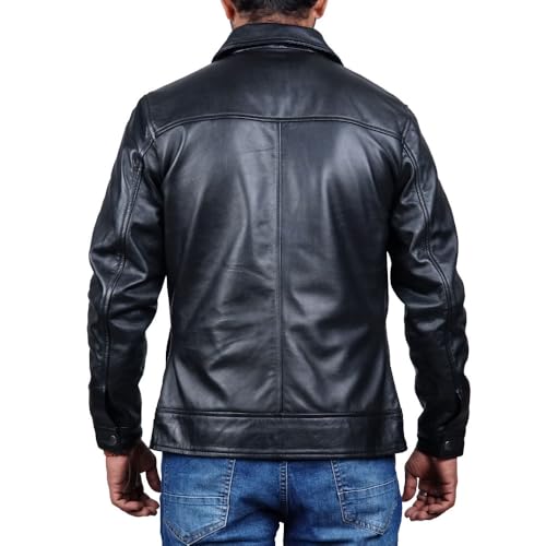 Polo Collar Premium Leather Jacket Men Old School Classic Style Everyday Wear Lambskin Mens Leather Jacket 6