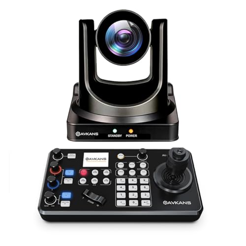 AVKANS 30X AI Auto Tracking PTZ Camera Bundle Kits, 1 pcs 30X NDI Camera and 1 pcs Super PTZ Joystick Controller for Worship Live Streaming