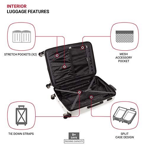 SwissGear 7272 Energie Expandable Hardside Luggage with Spinner Wheels and TSA Lock, White, 2-Piece Set (19/27)