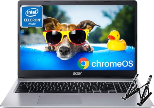 acer 2024 Newest Chromebook 315 Laptop, 15.6' HD Display, Intel Celeron N4020(Up to 2.8GHz), 4GB RAM, 64GB eMMC, Intel UHD Graphics, Long Battery Life, WiFi, Bluetooth, Chrome OS, with Stand