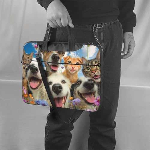 Bolso para portátil impermeable 14 pulgadas happy dogs cats miniatura 2