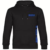 VIMAVERTRIEB® Kapuzen Sweatshirt Bielefeld - Brust & Seite - Druck: blau - Shirt Pulli Hoodie Fußball Fanartikel Fanshop - Größe: XXL schwarz