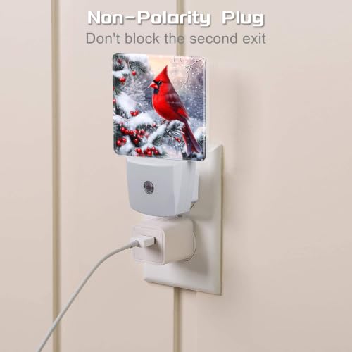 Image of Night Light, Dusk to Dawn Night Light Plug in, Christmas Red Cardinal | Christmas Night Light for Kids,0.5w Energy Saving,Sleep Friendly,Nightlight for Hallway Stairway Kitchen Bedroom