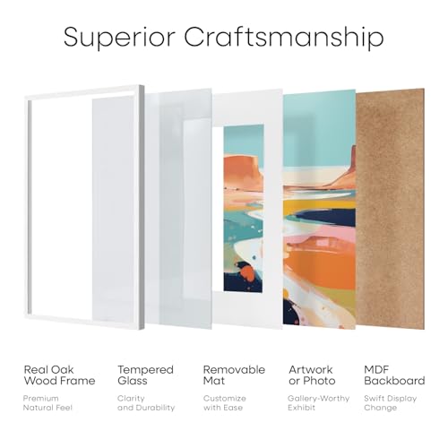 Image of Homeforia 19.25x26.75 White Wood Puzzle Frame, High End Oak 19.25 x 26.75 Frames without Mat, Wooden 26.75x19.25 Picture Frames for Wall, 19.25by26.75 Poster Frames, Tempered Glass, Wall Kit, Set of 1