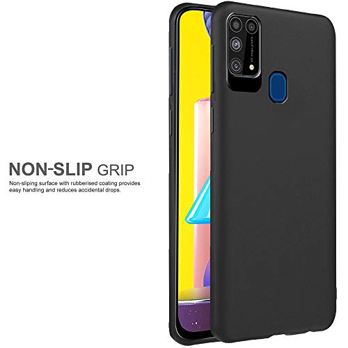 Image of TheGiftKart Imported Matte Soft Back Cover Case for Samsung Galaxy M31 Prime / F41 / M31 | Protective Rubberised Case (Carbon Black)