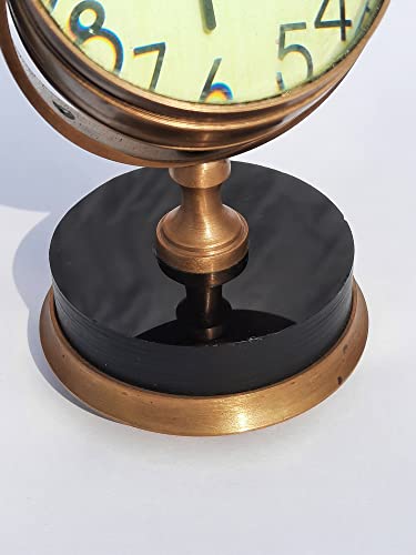 Brass Antique Desk & Shelf Clock Compass Marine Analog Clock Nautical Gifts Décor Antique Desk Clock (5”, Antique) #TOP3
