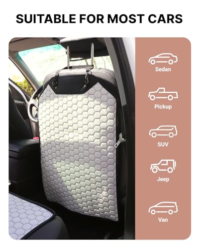 Image of Owleys Set Seat Back Organizer & Car Seat Protector Hexy Waterproof & Non-Slip Protector for Child Car Cushion for Leather and Fabric Seats (White Set 2)