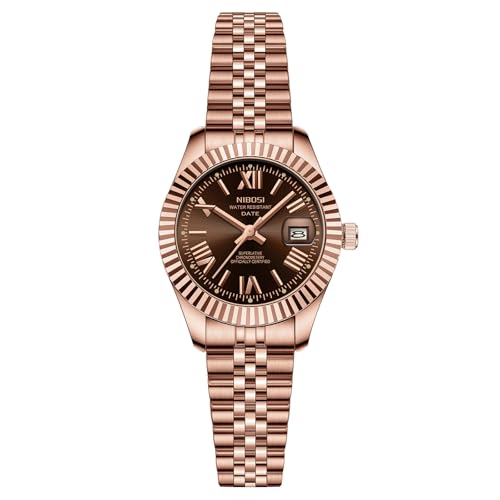 Image of NIBOSI Watches for Woman Analog Quartz Stainless Steel Diamond Rose Gold Green Small Dial Women Watches Classic Wrist Watch Date Waterproof