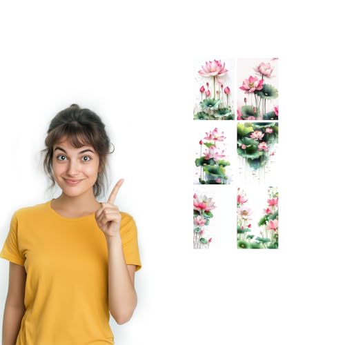 Image of SiddArtify Lotus Flower Wall Art Prints Set - Botanical Poster Decor for Living Room Bedroom Office - Set of 2-4x6 Inch - Board (Pack of 6) - Sticker (Pack of 6)