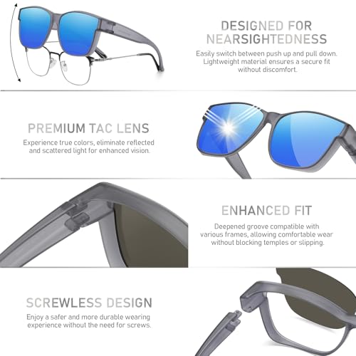 Image of GEGURI Polarized Sunglasses Fit Over Glasses for Men Women, Oversized Square Sun Glasses UV400 Protection Shades