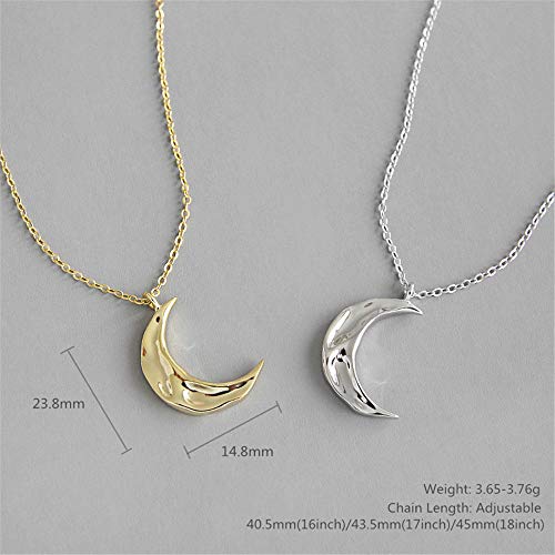 Dtja Boho Moon Necklace for Women Girls Sterling Silver Simple Delicate Crescent Half Moon Phase Karma Choker Pendant Necklace Adjustable Chain Handmade Hammered Jewelry 6