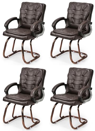 Image of GOYALSON Deluxe Cushioned Office Home Study Chair with Chrome Durable Frame and Cushioned seat Back (4, Coffee, Copper Coated Double Pipe Frame)