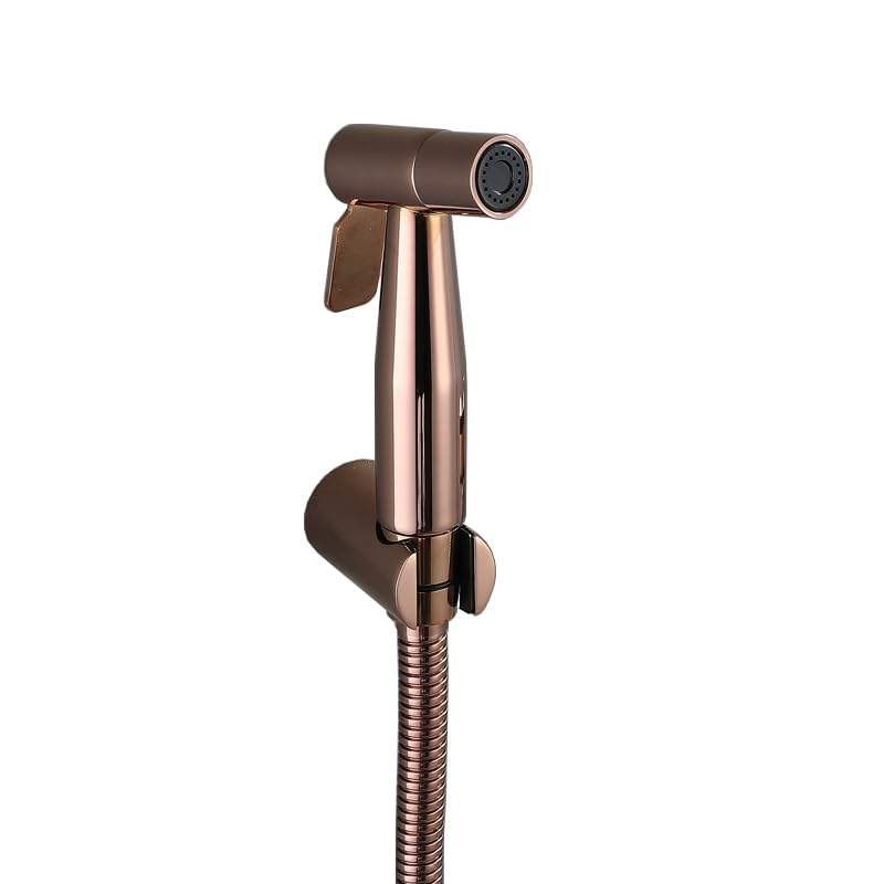 Rociador de bidé de mano oro rosa exclusivo para grifo de inodoro con manija simple
