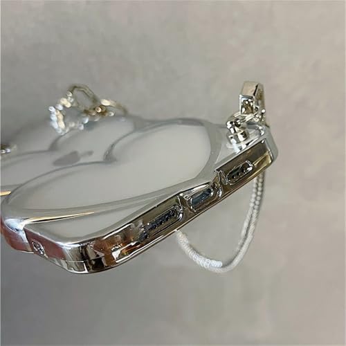 Coque Argent iPhone 13 14 15 16 Antichoc à Miroir Cœur Intégré - 3