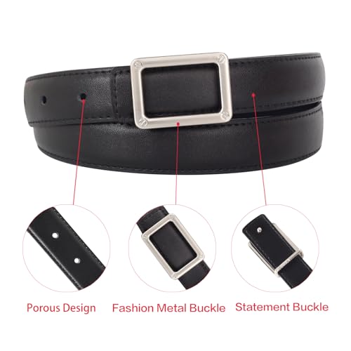 Image of Aurolran Women's Leather Belt with Buckle - Ideal for Dresses, Jeans, and Coats