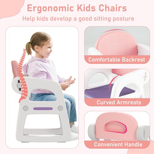 HONEY-JOY-Kids-Table-and-Chair-Set-Plastic-Children-Activity-Table-and-2-Chairs-wBuilding-Blocks-Storage-for-Art-Craft-Toddler-Table-and-Chair-Set-for-Daycare-Playroom-Gift-for-Boys-Girls-Pink HONEY JOY Kids Table and Chair Set Plastic Children Activity Table and 2 Chairs wBuilding Blocks Storage for Art Craft Toddler Table and Chair Set for Daycare Playroom Gift for Boys Girls Pink