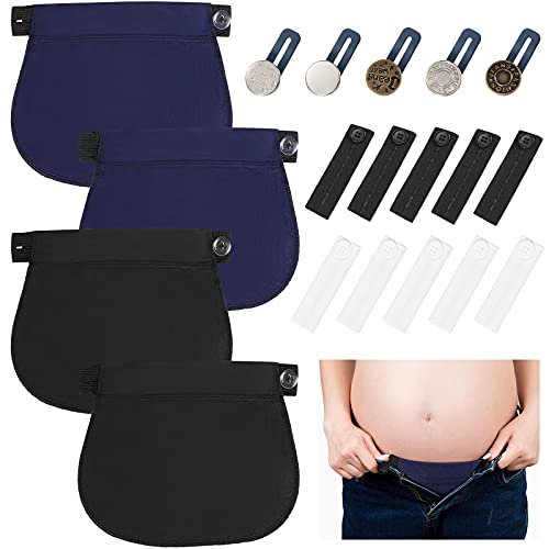 19 Pieces Waist Extender Set Maternity Pants Extender Adjustable Pant Button Extenders Elastic Waistband Extender Collar Extenders for Pregnancy Women Men Jeans Pants Favors