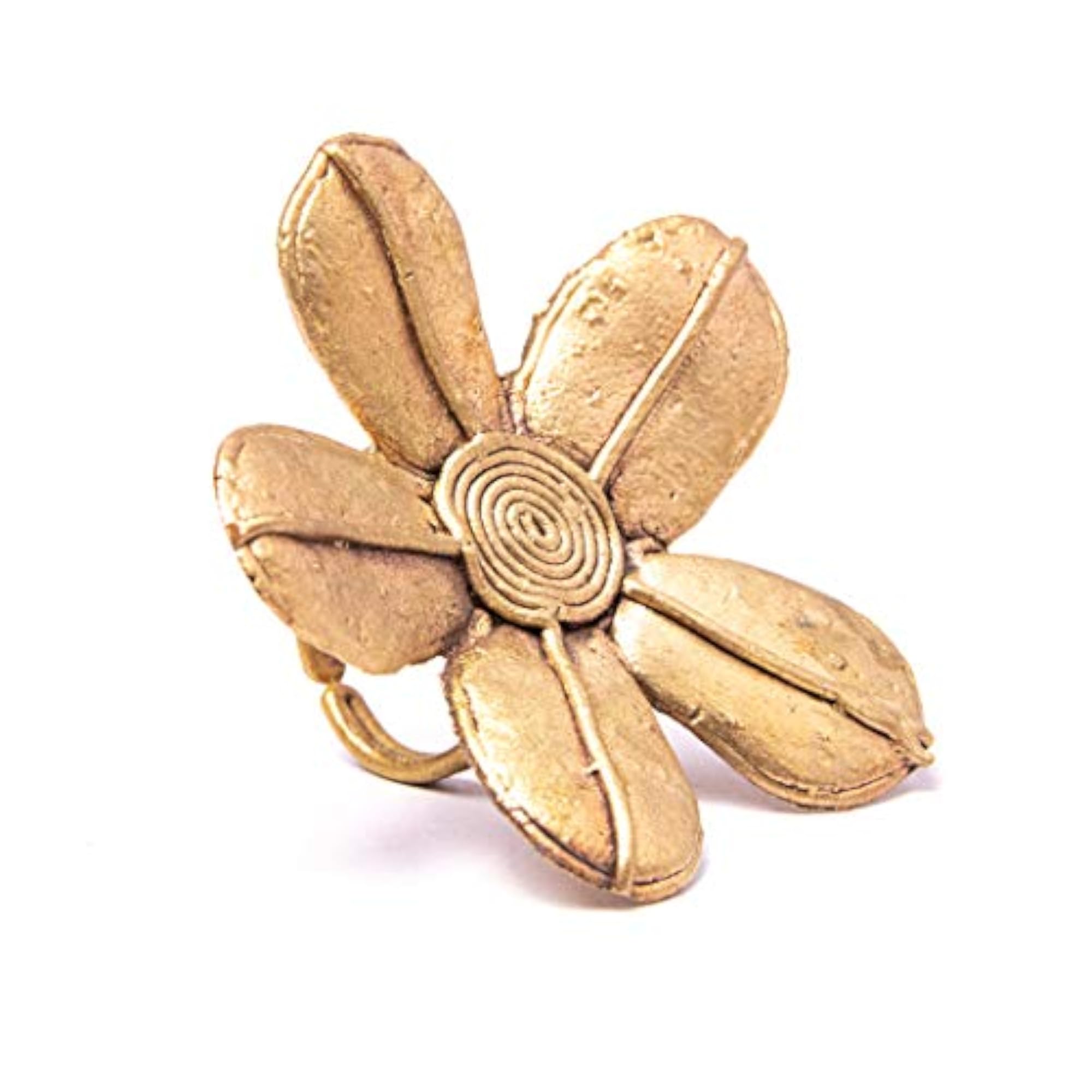 Dhokra Floral Adjustable Brass Ring, Traditional Charm