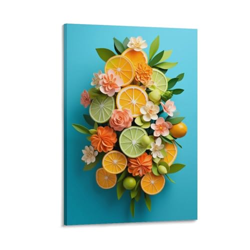 Toile murale colorée orange citron pour illuminer les murs sombres d'intérieur