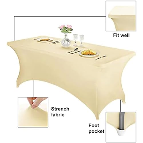 Image of FORLIFE 6Pack Spandex Table Covers 6ft,Fitted Tablecloth for 6ft Rectangular Tables, Stretch Patio Table Covers, Universal Spandex Table Cover for Wedding, Banquet, Party - Champnge