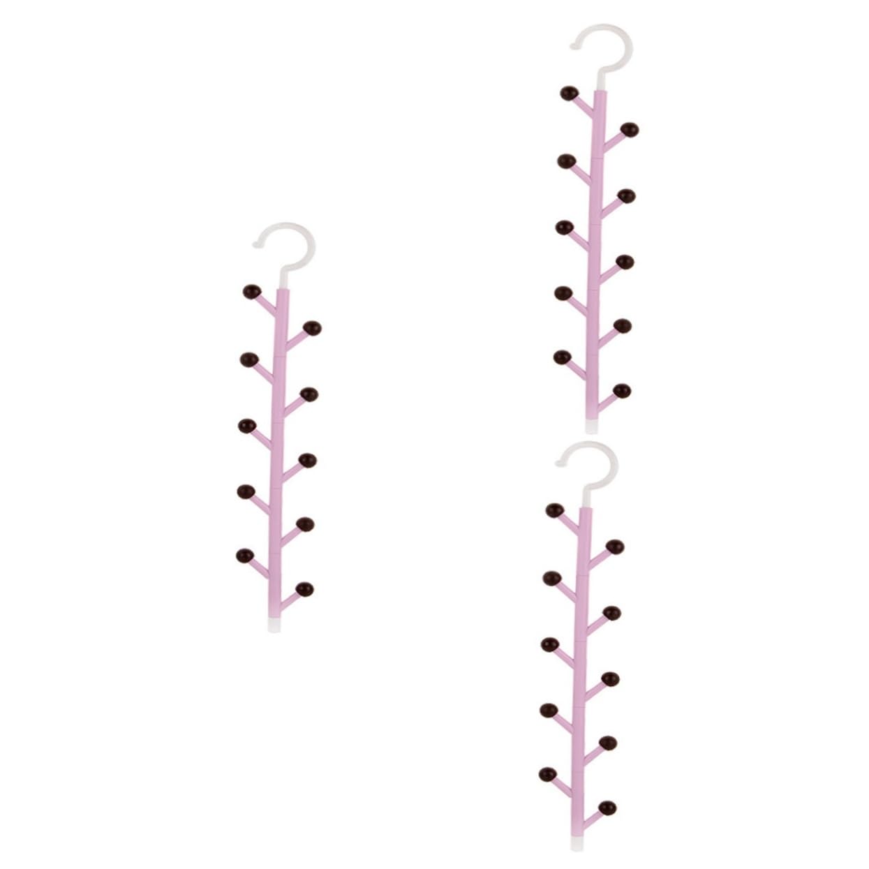 Zerodeko 3piezas Organizador De Corbatas y Bufandas Ganchos Rotativos para Armarios Soporte Multifuncional para Cinturones y Sombreros Púrpura