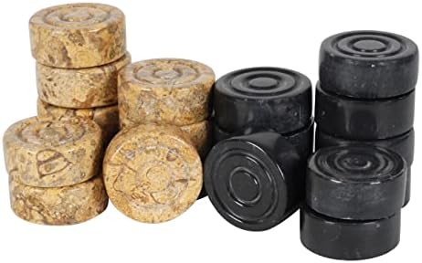 RADICALn Marble Black & Coral Big Board Games Complete Checker Figures - Suitable for 16 Inches Checkers Board - Completely Marble Handmade