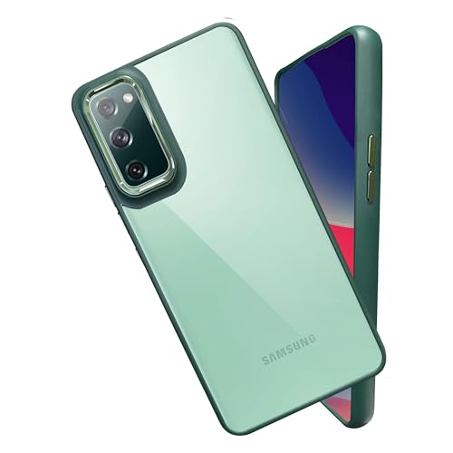 Image of A rtistque Ultra Hybrid Clear Back Cover Case for Samsung Galaxy S20 FE | Drop Protection | Transparent | Smooth TPU Sides - Green